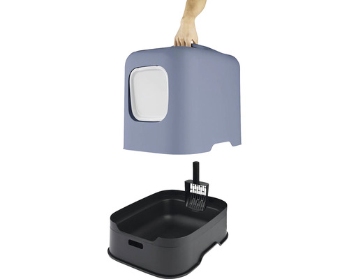 Mačacia toaleta s krytom a lopatkou