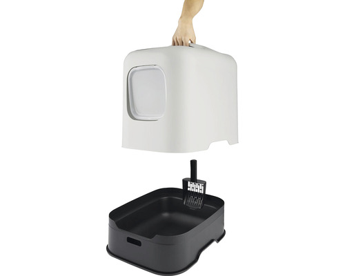 Mačacia toaleta s krytom, lopatkou a vstupom