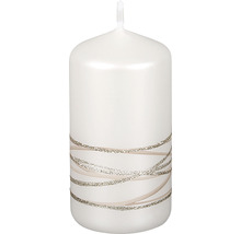 Dekoratívna stĺpová sviečka s trblietavými líniami