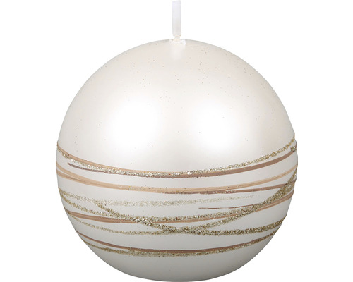Dekoratívna guľová sviečka s prúžkovaným vzorom