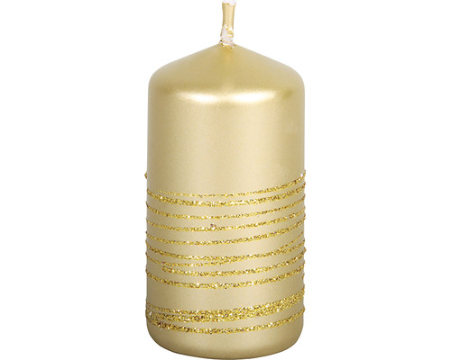 Dekoratívna stĺpová sviečka s trblietavými líniami