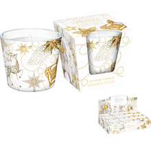 Vonná sviečka Golden Glow s vianočným motívom a balením