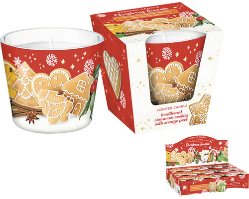 Vianočná vonná sviečka v skle CHRISTMAS SWEETS CINNAMON COOKIES 115 g