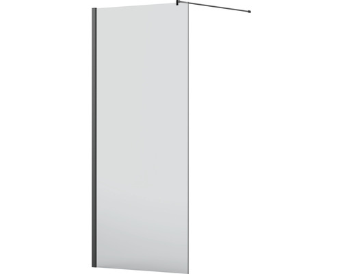 Walk In Jungborn SETTE 80 cm farba rámu čierna dekor skla číre sklo Sklenená zástena walk-in s stabilizačnou tyčou