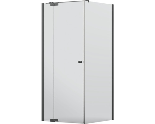 Rohová sprcha so sklenenými dverami a madlom