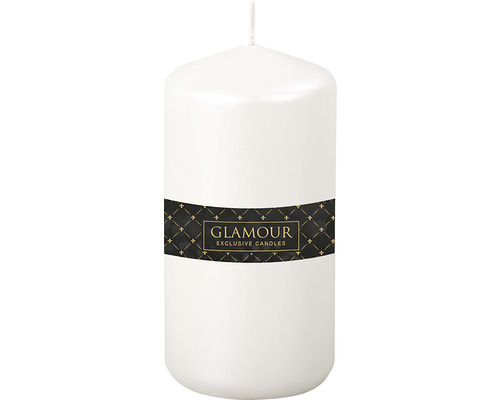 Biela valcová sviečka s potlačou Glamour Exclusive Candles