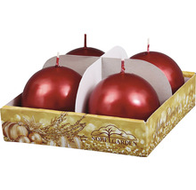 Štyri červené guľové sviečky v balení od Nohelgarden