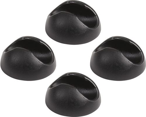 Štyri čierne držiaky káblov pre organizáciu káblov