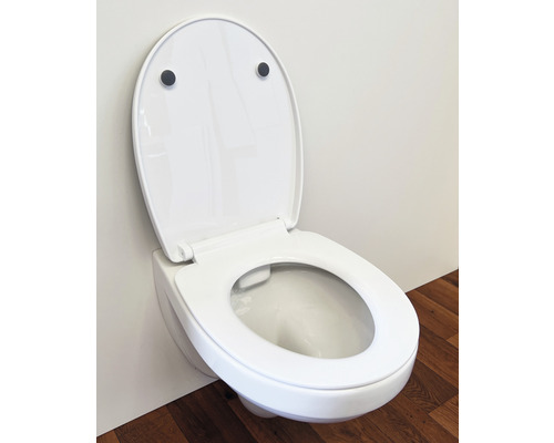 Závesné hlboké splachovacie WC s otvoreným splachovacím okrajom a WC sedadlom