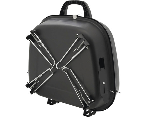 Zadná strana prenosného grilu na drevené uhlie s rukoväťou