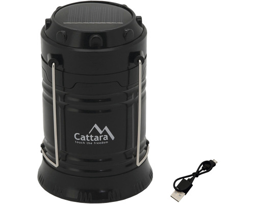 Čierna solárna lampa s USB káblom