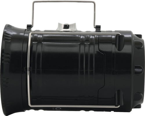 Čierne ručné svietidlo s kovovou rukoväťou