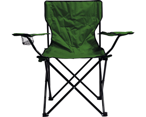 Zelená kempingová stolička s držiakom na nápoje