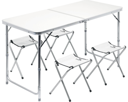 Skladací kempingový stôl teleskopický DOUBLE 120 x 60 x 66 cm hliníkový + 4 stoličky-0