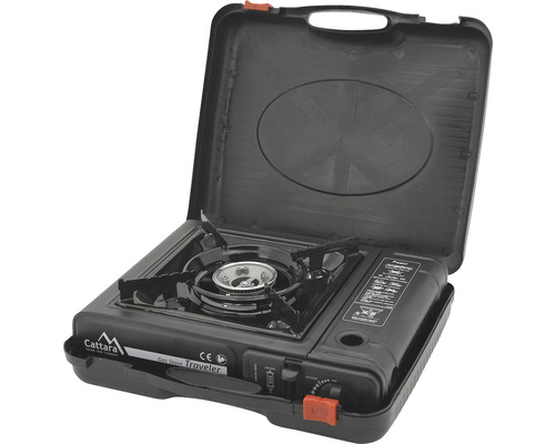 Prenosný plynový varič v kufríku otvorený