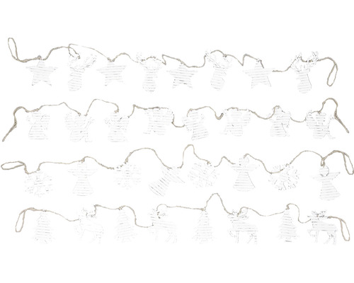 Girlanda jeleň/ anjel biela Ozdobná girlanda s hviezdami, anjelmi, snehovými vločkami, vianočnými stromčekmi a sobmi