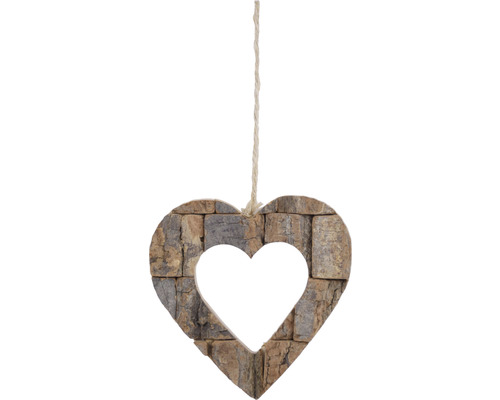 Srdce závesné prírodné Drevená dekorácia v tvare srdca so závesnou šnúrou