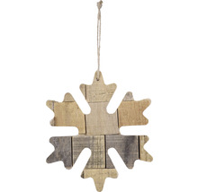 Drevená ozdobná snehová vločka na zavesenie počas Vianoc