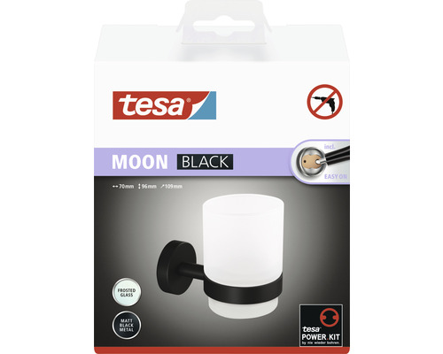 Tesa Moon Black nástenný pohár na zubné kefky