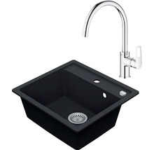 Granitový drez Vima s batériou Grohe Bau Loop 500x530 mm antracit