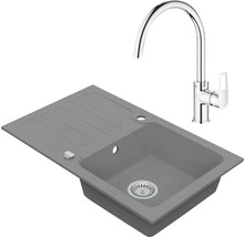 Granitový drez Vima s batériou Grohe Bau Loop 480x780 mm sivý