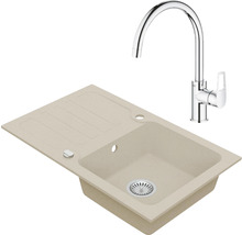 Granitový drez Vima s batériou Grohe Bau Loop 480x780 mm béžový