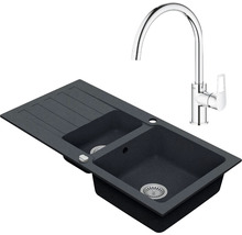 Granitový drez Vima s batériou Grohe Bau Loop 480x960 mm antracit