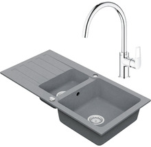 Granitový drez Vima s batériou Grohe Bau Loop 480x960 mm sivý