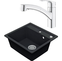Granitový drez Vima s batériou Grohe Eurosmart 500x530 mm antracit