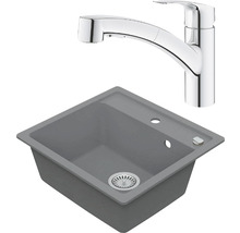 Granitový drez Vima s batériou Grohe Eurosmart 500x530 mm sivý