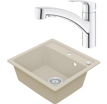 Granitový drez Vima s batériou Grohe Eurosmart 500x530 mm béžový