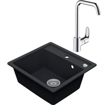 Granitový drez Vima s batériou Hansgrohe Focus 500x530 mm antracit