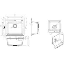 Granitový drez Vima s batériou Hansgrohe Focus 500x530 mm sivý
