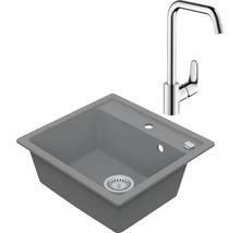 Granitový drez Vima s batériou Hansgrohe Focus 500x530 mm sivý