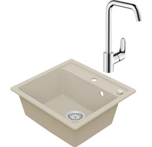 Granitový drez Vima s batériou Hansgrohe Focus 500x530 mm béžový