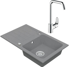 Granitový drez Vima s batériou Hansgrohe Focus 480x780 mm sivý