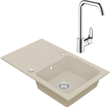 Granitový drez Vima s batériou Hansgrohe Focus 480x780 mm béžový
