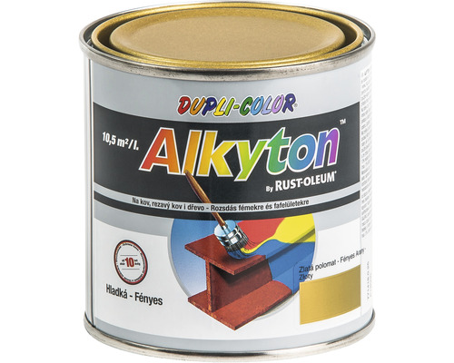 Samozákladová farba na hrdzu i drevo satén Alkyton 0,25 l zlatá