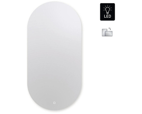 Oválne LED zrkadlo do kúpeľne s osvetlením Ambiente Oval Senzor 100 x 50 cm s dotykovým senzorom 411-286