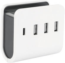 Viacnásobná USB nabíjačka s tromi portami USB A a jedným portom USB C