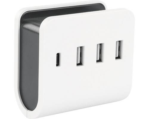 Viacnásobná USB nabíjačka s tromi portami USB A a jedným portom USB C
