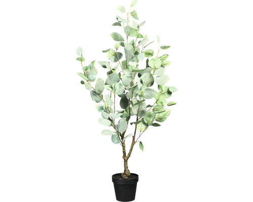 Umelá rastlina eukalyptus populus 130 listov cca 90 cm zelenosivá v plastovom kvetináči 13 x 11 cm