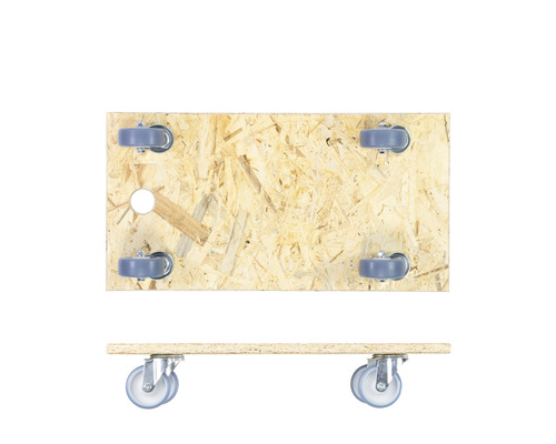 Drevená koliesková doska so štyrmi kolieskami