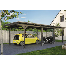 Prístrešok pre auto s automobilom a motocyklom