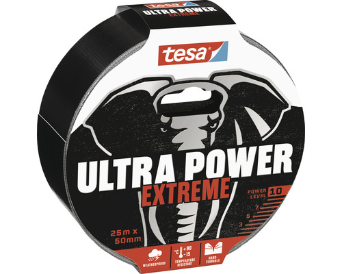 Tesa Ultra Power Extreme lepiaca páska, 25 metrov krát 50 milimetrov, odolná voči poveternostným vplyvom, teplotne odolná, ručne odtrhnuteľná