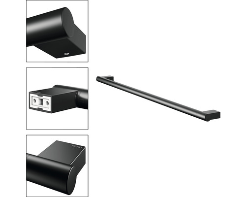 Čierny držiak na uteráky na montáž na stenu