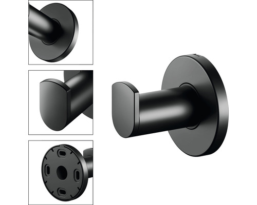 Čierny vešiak na odevy na montáž na stenu