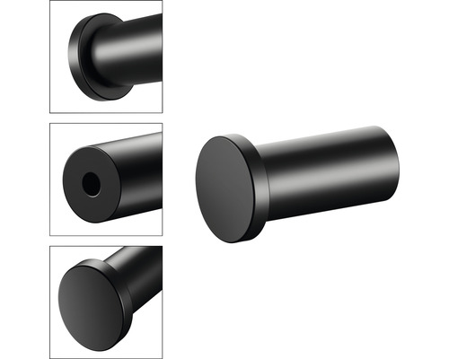 Čierny háčik na župan na montáž na stenu