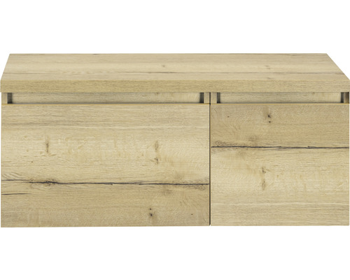 Spodná skrinka s dreveným dekorom a dvoma zásuvkami