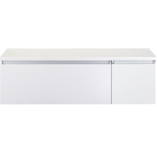 Biela skrinka pod umývadlo so zásuvkou a dvierkami